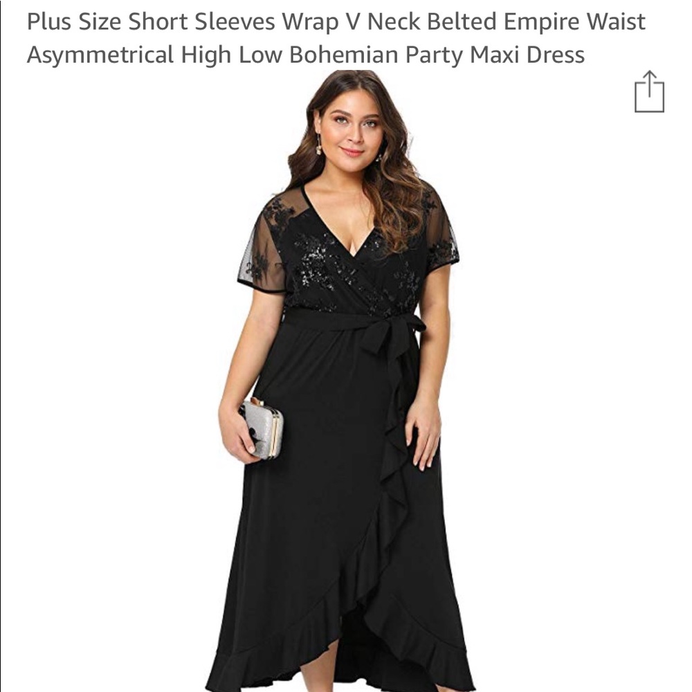 Plus Size Wrap Belted Empire Waist Dress